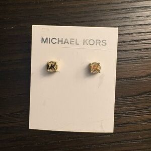 NEW Michael Kors Gold Logo Stud Earrings